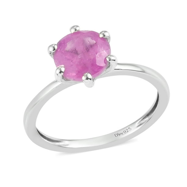 SVC-JEWELS 14k White Gold Plated 925 Sterling Silver Pink Sapphire Cluster Engagement Wedding Band Ring Mens 
